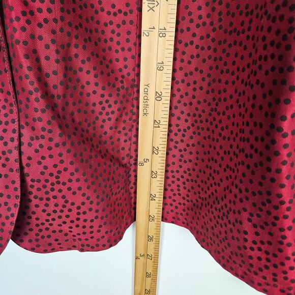 Foxcroft Button Down Shirt Red Black Polka Dot Fitted Non-Iron Career Top Sze 16 - Picture 10 of 11
